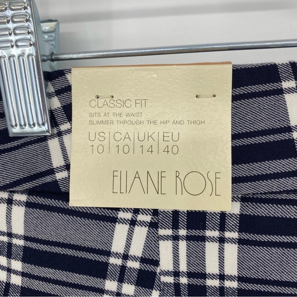 NWT Eliane Rose Plaid Navy White Classic Fit Pant Sz 10 - Picture 6 of 16